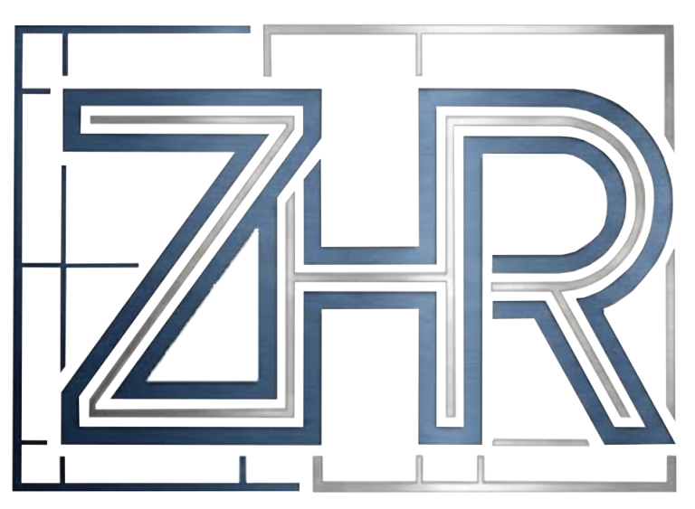 ZHR logo with lines creating a house around the H.